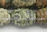 CFG1509 15.5 inches 15*20mm carved rice rhyolite gemstone beads