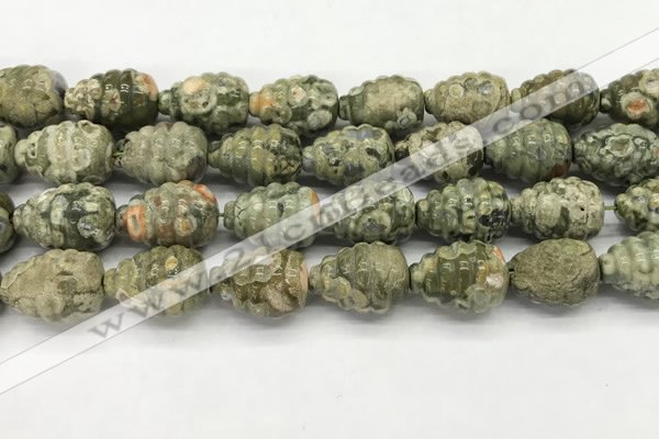 CFG1520 15.5 inches 15*20mm carved teardrop rhyolite gemstone beads