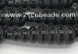 CFG1534 15.5 inches 10*35mm carved teardrop black agate beads