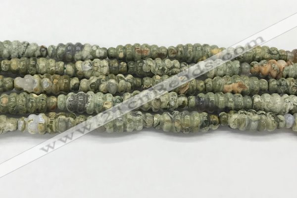 CFG1544 15.5 inches 10*30mm carved rice rhyolite gemstone beads