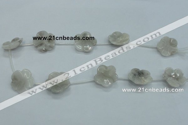 CFG16 15.5 inches 24mm carved flower natural crazy lace agate beads