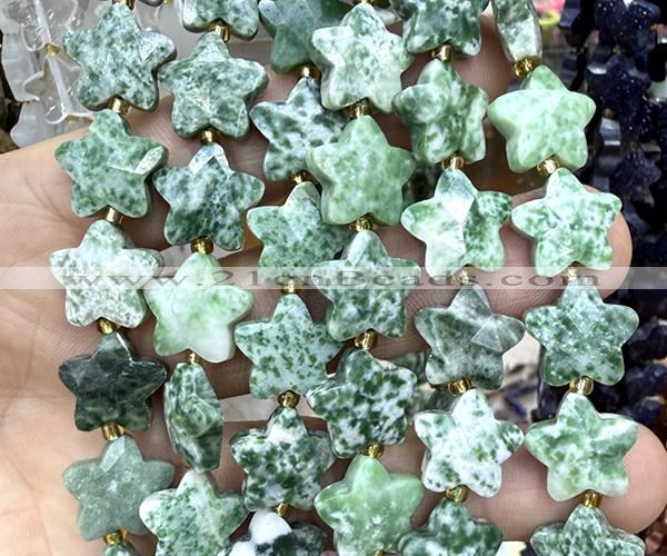 CFG1661 15 inches 14mm carved star Qinghai jade beads