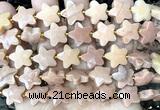 CFG1663 15 inches 14mm carved star orange jade beads