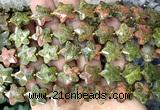CFG1670 15 inches 14mm carved star unakite gemstone beads