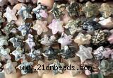 CFG1671 15 inches 14mm carved star rhodonite gemstone beads