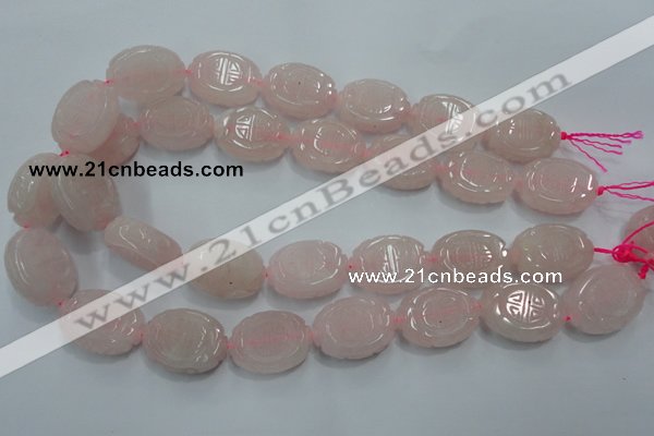 CFG206 15.5 inches 18*25mm carved oval rose quartz gemstone beads