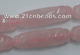 CFG208 15.5 inches 12*40mm carved rice rose quartz gemstone beads