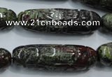 CFG210 15.5 inches 12*40mm carved rice dragon blood jasper beads