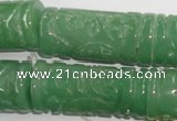 CFG213 15.5 inches 14*31mm carved column green aventurine jade beads