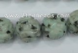 CFG214 15.5 inches 18mm carved round sesame jasper beads