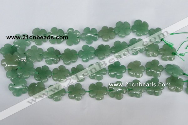 CFG215 15.5 inches 20mm carved flower green aventurine beads