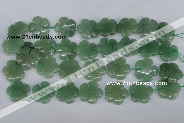 CFG218 15.5 inches 24mm carved flower green aventurine beads