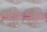 CFG219 15.5 inches 24mm carved flower rose quartz beads