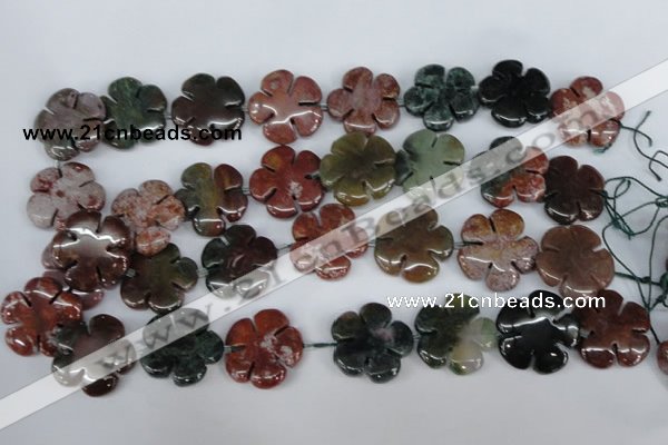 CFG220 15.5 inches 24mm carved flower Indian agate beads