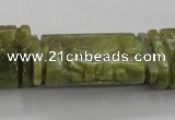 CFG224 15.5 inches 20*38mm carved flat column Korean jade beads