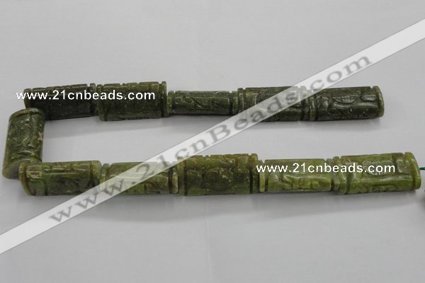 CFG224 15.5 inches 20*38mm carved flat column Korean jade beads