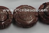 CFG226 15.5 inches 31mm carved coin red picture jasper beads