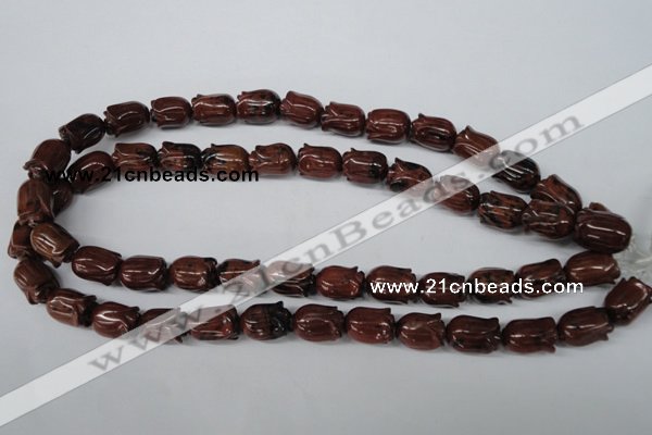 CFG236 15.5 inches 10*15mm carved flower mahogany obsidian beads