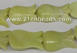 CFG241 15.5 inches 15*25mm carved flower lemon jade gemstone beads