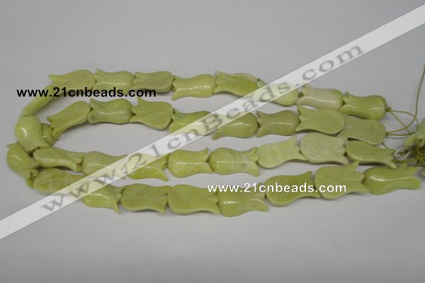 CFG241 15.5 inches 15*25mm carved flower lemon jade gemstone beads