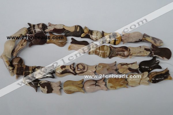 CFG243 15.5 inches 15*25mm carved flower zebra jasper beads