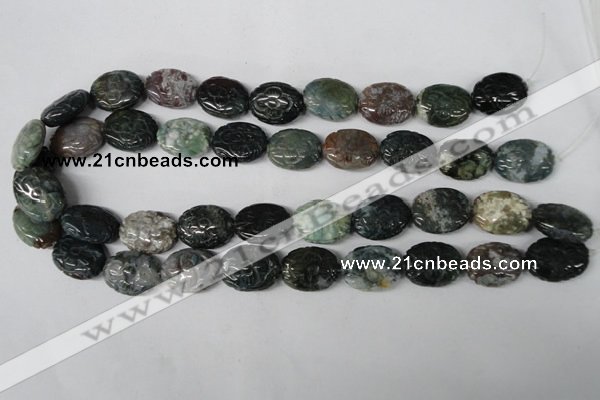 CFG246 15.5 inches 15*20mm carved oval Indian agate beads