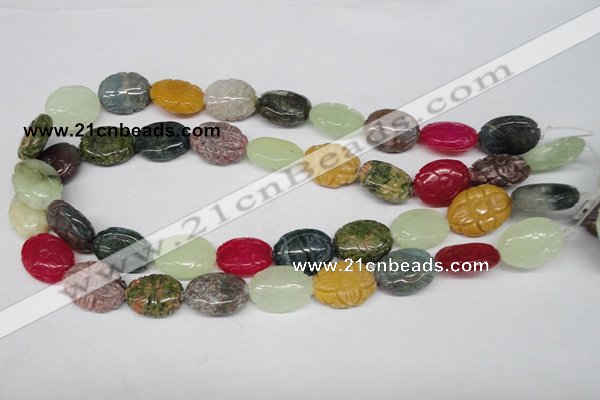 CFG247 15.5 inches 15*20mm carved oval mixed gemstone beads