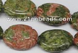 CFG248 15.5 inches 18*25mm carved oval unakite gemstone beads