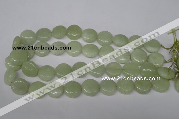 CFG250 15.5 inches 20mm carved coin New jade gemstone beads