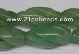 CFG252 15.5 inches 15*30mm carved rice green aventurine beads