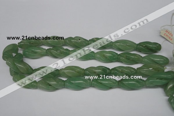 CFG252 15.5 inches 15*30mm carved rice green aventurine beads