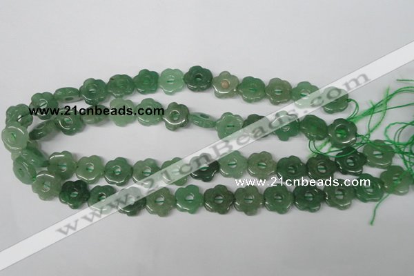 CFG255 15.5 inches 15mm carved flower green aventurine beads