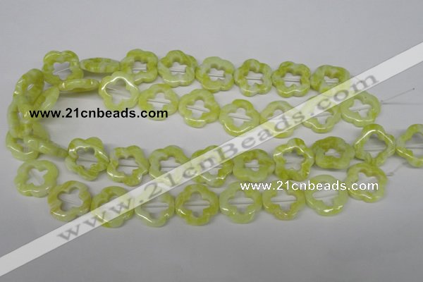 CFG257 15.5 inches 20mm carved flower lemon jade gemstone beads