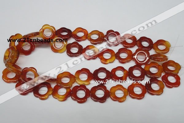 CFG259 15.5 inches 20mm carved flower red agate gemstone beads