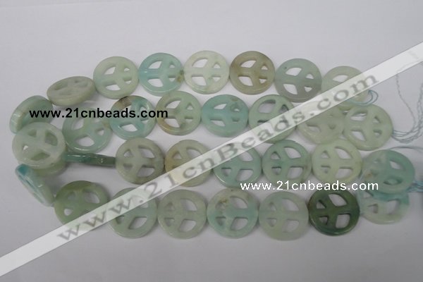 CFG265 15.5 inches 25mm carved coin amazonite gemstone beads