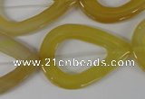 CFG266 15.5 inches 28*35mm carved teardrop yellow agate beads