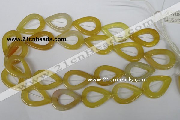 CFG266 15.5 inches 28*35mm carved teardrop yellow agate beads