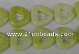 CFG275 15.5 inches 15*15mm carved triangle lemon jade beads