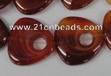 CFG276 15.5 inches 25*25mm carved triangle red agate beads