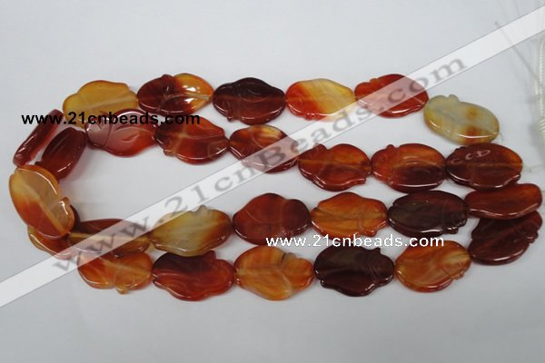 CFG278 15.5 inches 22*30mm carved animal red agate beads