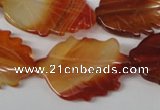 CFG280 15.5 inches 20*30mm carved leaf red agate beads