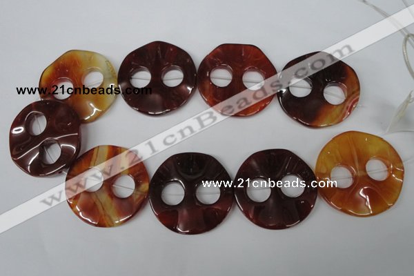 CFG281 15.5 inches 44mm carved coin red agate beads