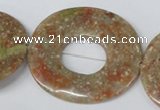 CFG282 15.5 inches 40*45mm carved oval unakite gemstone beads