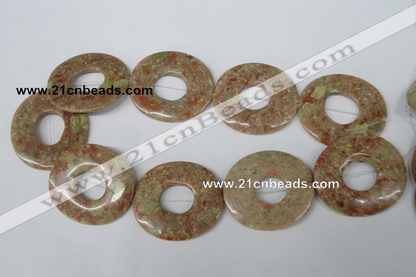 CFG282 15.5 inches 40*45mm carved oval unakite gemstone beads