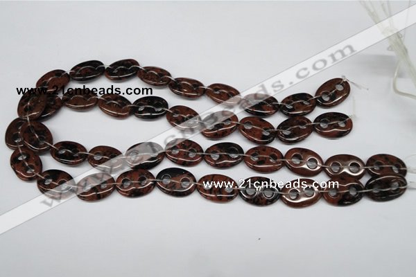 CFG292 15.5 inches 15*20mm carved oval mahogany obsidian beads