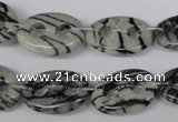 CFG293 15.5 inches 15*20mm carved oval black water jasper beads