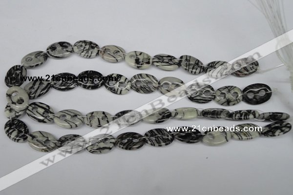 CFG293 15.5 inches 15*20mm carved oval black water jasper beads