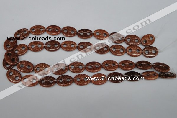 CFG295 15.5 inches 15*20mm carved oval goldstone beads