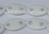 CFG298 15.5 inches 15*25mm carved oval white stone beads