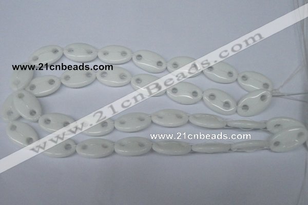 CFG298 15.5 inches 15*25mm carved oval white stone beads